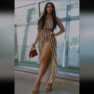 Fashion Nova Monique Stripped Jumpsuit